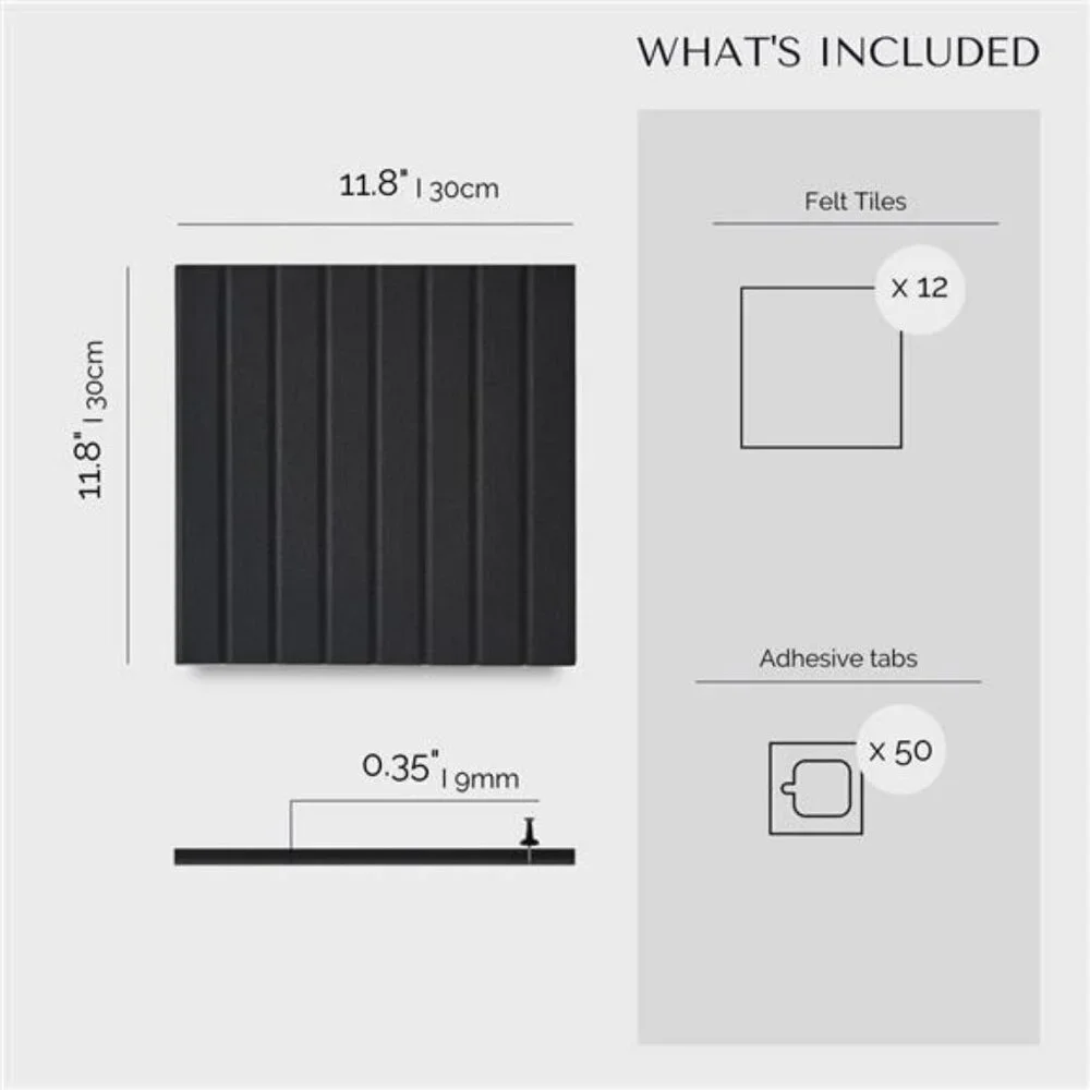 Vivelda Black Felt Bulletin Board Tiles 12 Pack Wall Organizer Pin Board